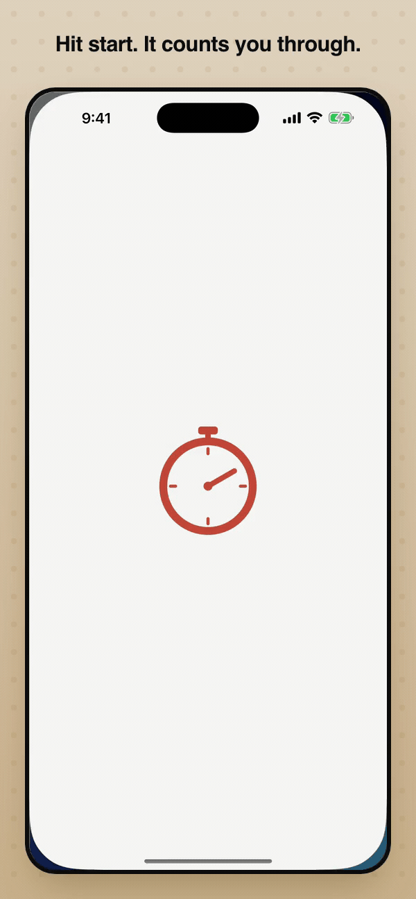 Picking a timer and counting down into the first exercise